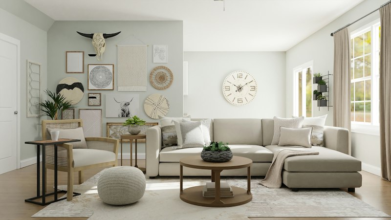 Minimal living room with natural materials